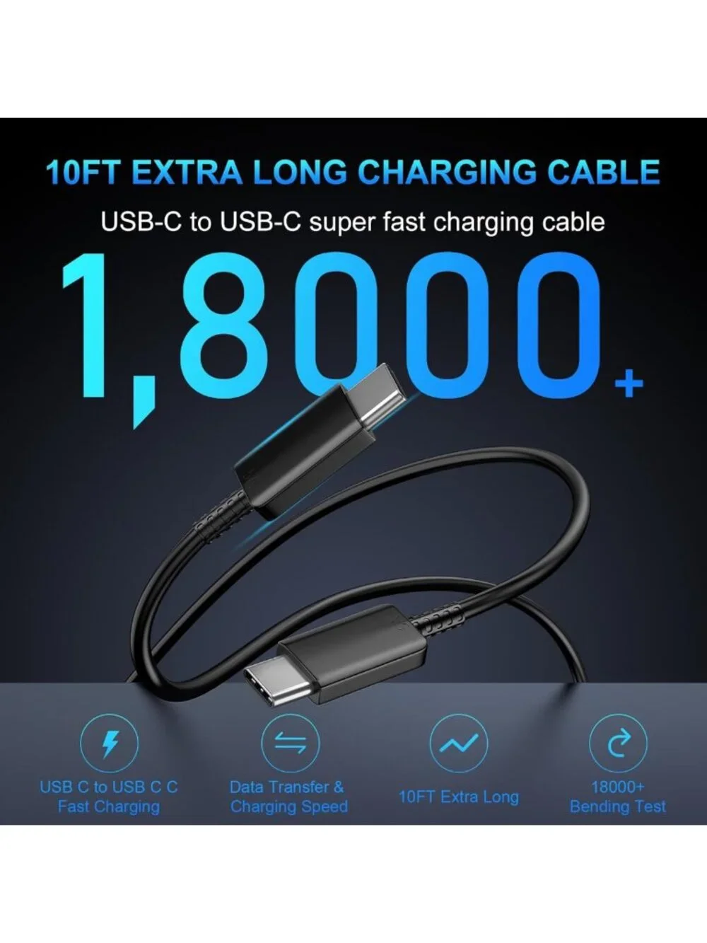 60W Fast USB C Charger Block & 10FT Cable for Android Phones - Quick Charge